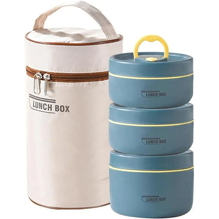 Insulated Lunch Box Set &ndash; Stackable 3 Compartments Durable Blue / 3