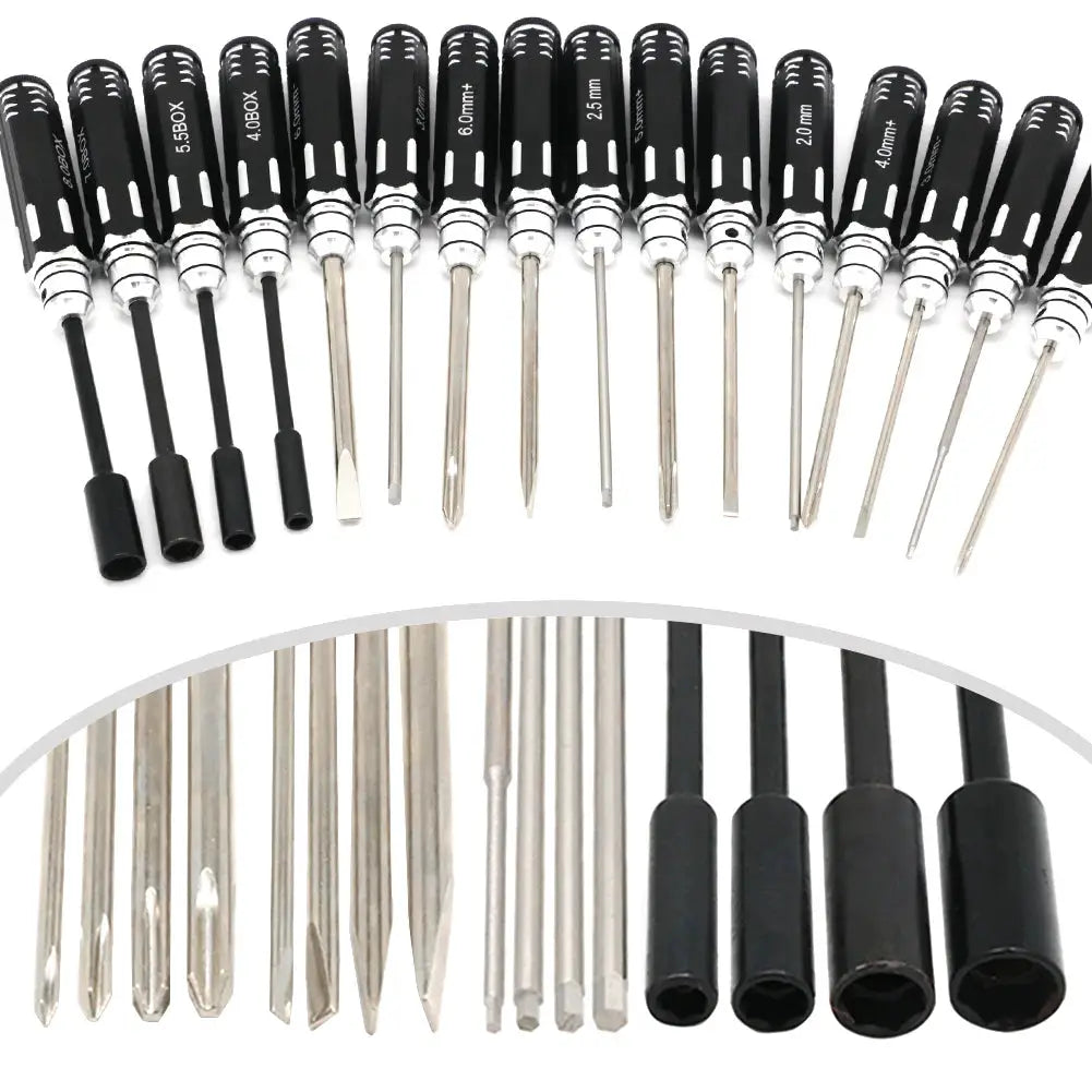 RC Hex Driver Set - 16pcs Hex Allen Screwdriver Kit Hex Nut Driver Set Wrench Key Driver Tool for Rc Car Traxxas Helicopter by InterCyprus Trading Ltd