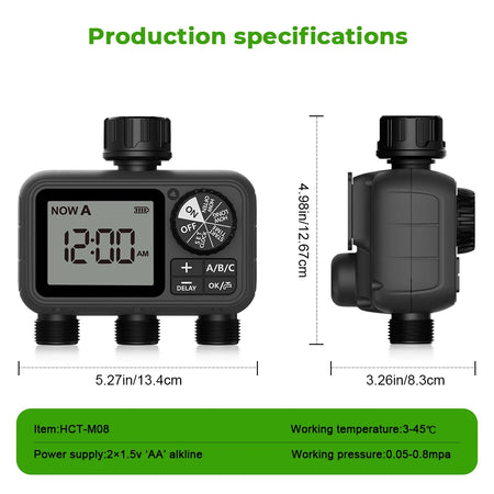HCT-M08 Water Timer &ndash; Three Outlet Rain Delay System