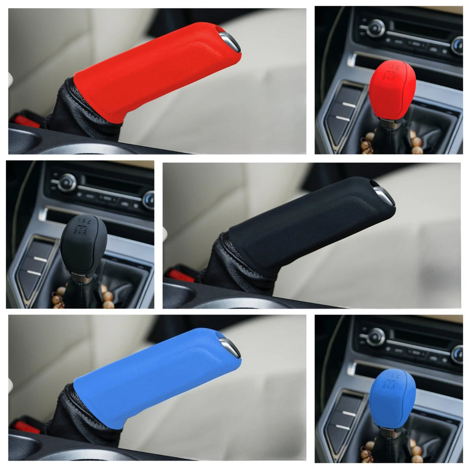 Set Copertura Pomello Cambio e Freno a Mano per Ford Focus Silicone Due Pezzi Accessorio Interno Flessibile