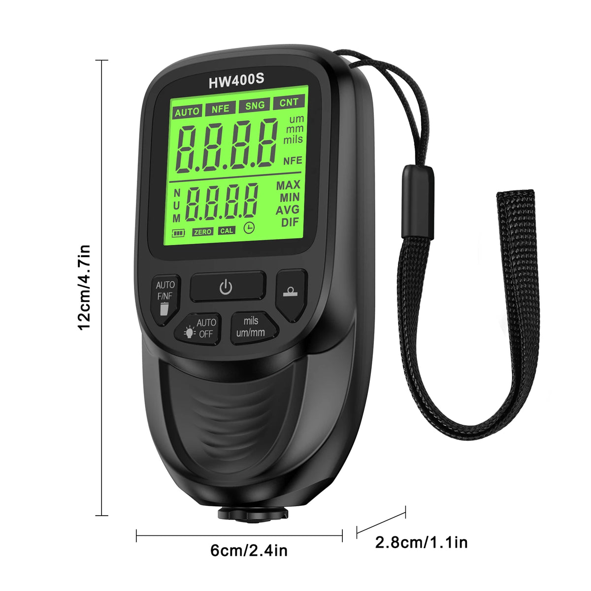 HW400S 0-2000UM Car Coating Thickness Gauge &ndash; Backlight
