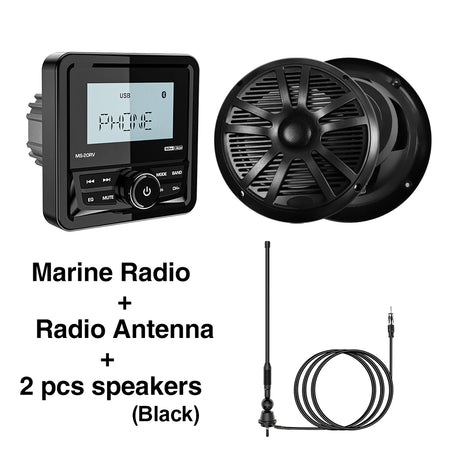 MS-20RV-1 &ndash; Bluetooth IPX5 Waterproof 200W Marine Stereo Radio Black Ant