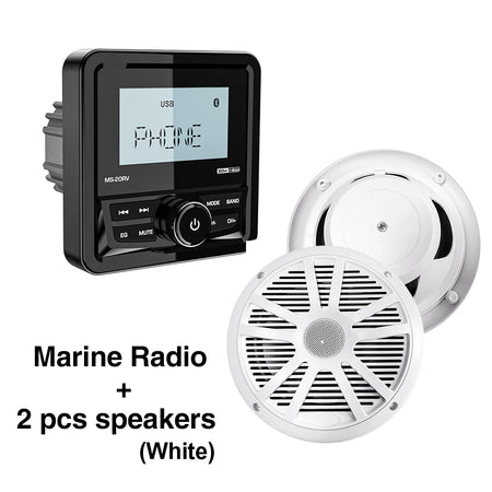 MS-20RV-1 &ndash; Bluetooth IPX5 Waterproof 200W Marine Stereo Radio White