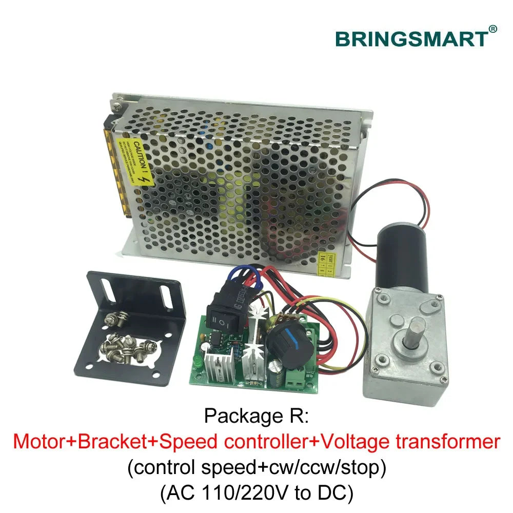 Bringsmart High Torque DC Gear Motor 12V/24V with Speed Controller