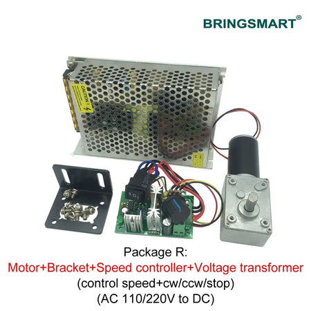 Bringsmart High Torque DC Gear Motor 12V/24V with Speed Controller