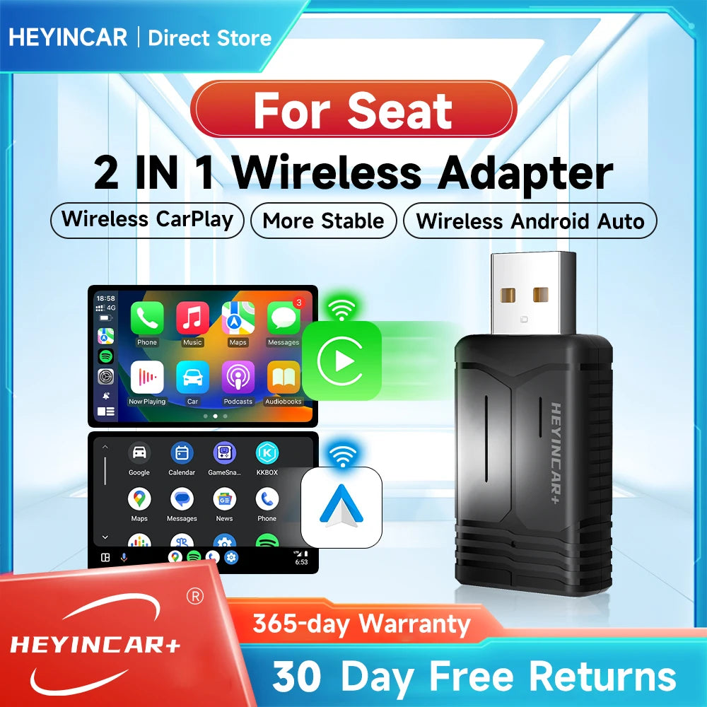 HEYINCAR H-Air 2in1 Wireless Android Auto Adapter &ndash; Dual Band Wifi Connectivity