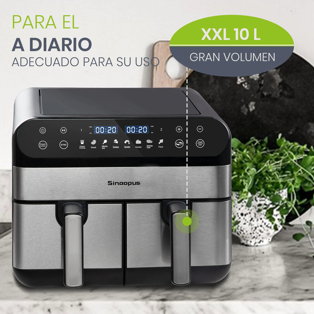 10L Dual Basket Air Fryer &ndash; Touchscreen 2400W, 8 Functions