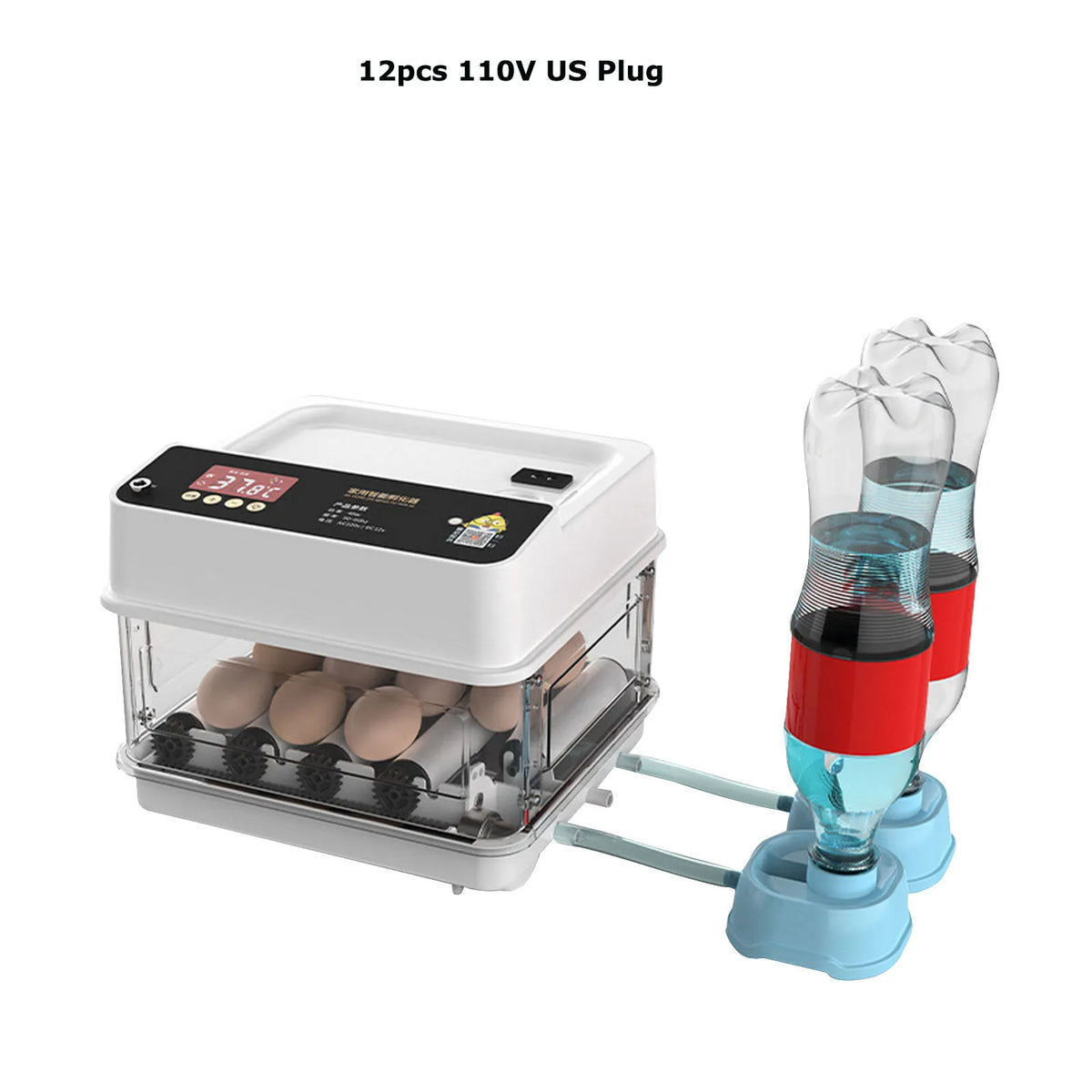 6/12 Hatcher Eggs Incubator Brooder &ndash; Auto Egg Turner White 12 110V US