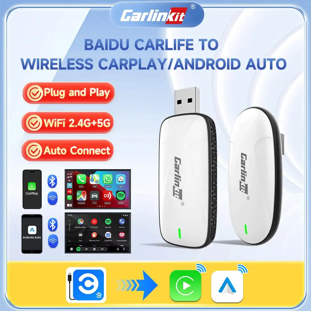 CarLife To CarPlay Android Auto 2in1 Adapter Baidu CarLife