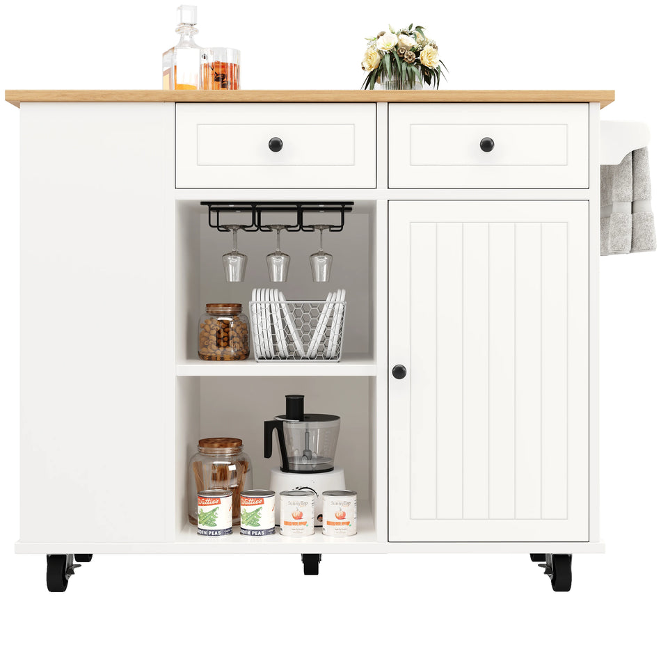 Wood Grain Kitchen Island With Removable Dividers Unit