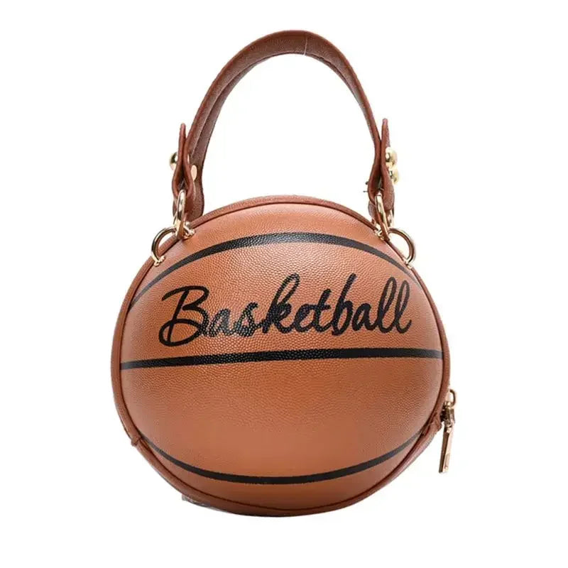 Women's Versatile Round Basketball Crossbody Bag brown