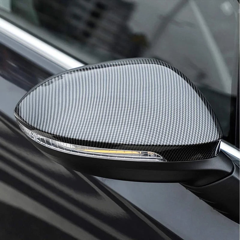 VW Golf Mk8 için ABS Karbon Fiber Desenli Parlak Siyah Dikiz Aynası Kapağı