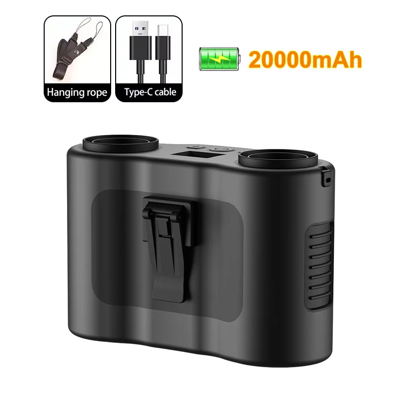20000mAh Waist Clip Fan &ndash; Ultra Portable Outdoor Cooling black