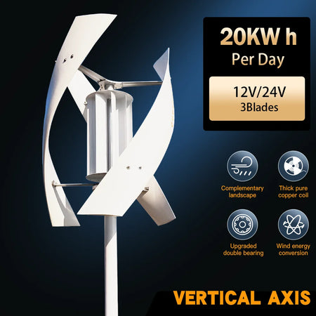 5KW Vertical Axis Maglev Wind Turbine with Charge Controller - High Voltage Generator for Home Use