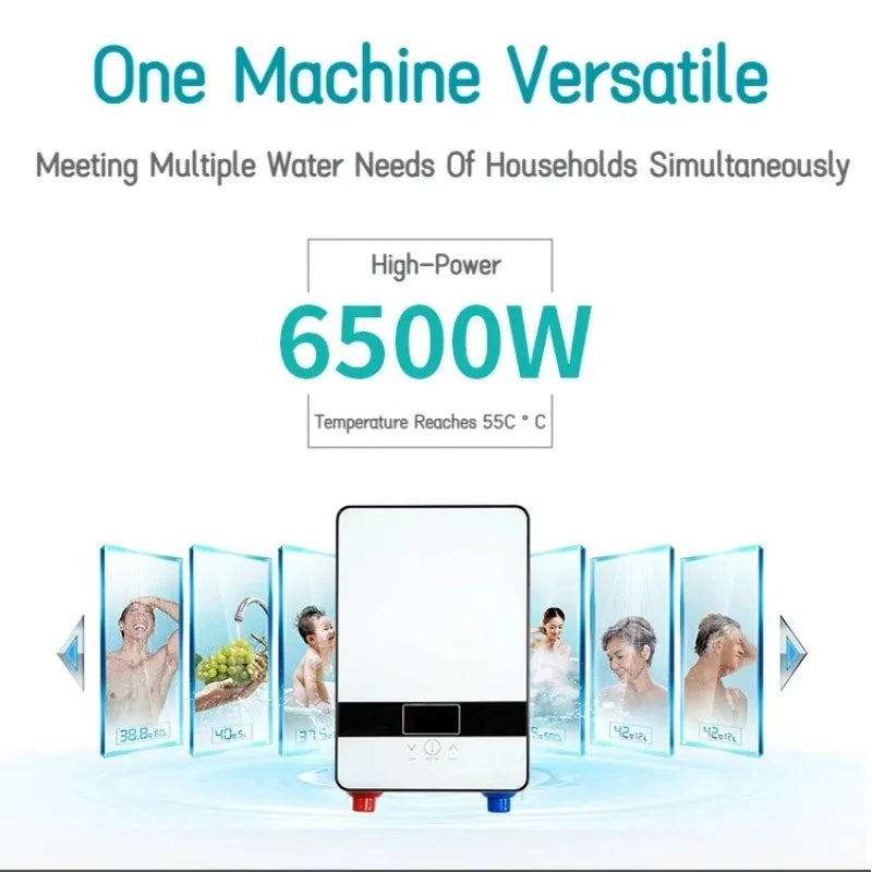 Tankless Water Heater 6500W 220V &ndash; Fast Heating LCD Display