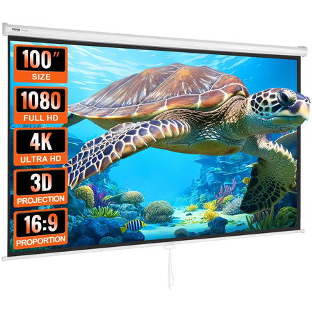 100 Inch Manual Pull Down Projector Screen 16 By 9