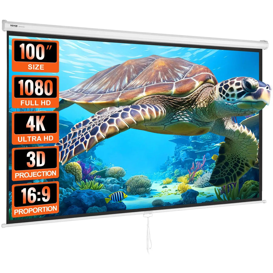 100 Inch Manual Pull Down Projector Screen 16 By 9