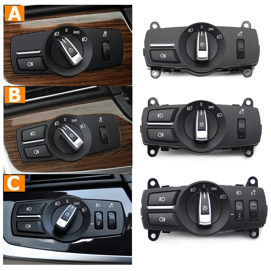 Headlight Switch Assembly for BMW 5 Series 6 Series 7 Series X3 X4 PC ABS Chrome-Rubberized Coating