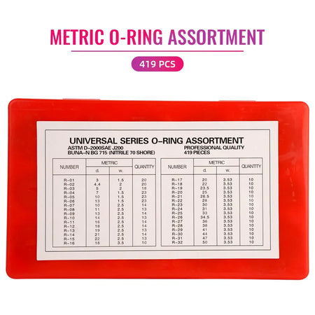 Universal Car O Ring Seal Kit &ndash; 419pc All Purpose Set Garage