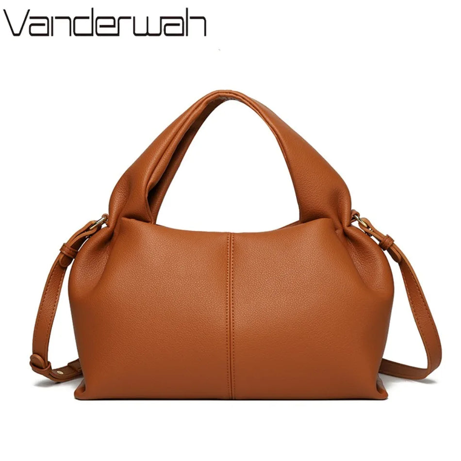 Borsa a mano in pelle PU morbida per donna, borsa a tracolla, stile di lusso da designer, piccola borsa casual 2025