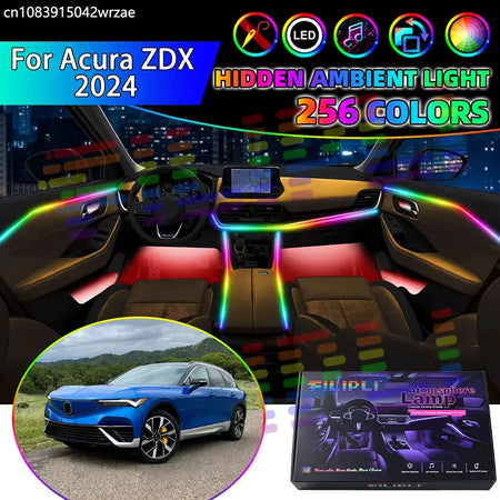 For Acura ZDX 2024 MK2 2th RGB Car Interior Ambient Lights Strips Breathing Lighting Kit App Control LED strips Auto Accessories by InterCyprus Trading Ltd