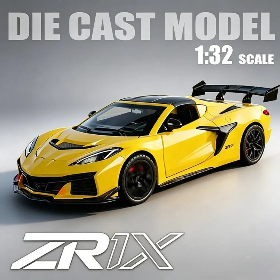 Model de mașină din metal la scară 1:32, jucărie cu tracțiune prin tragere, cu uși deschise.
