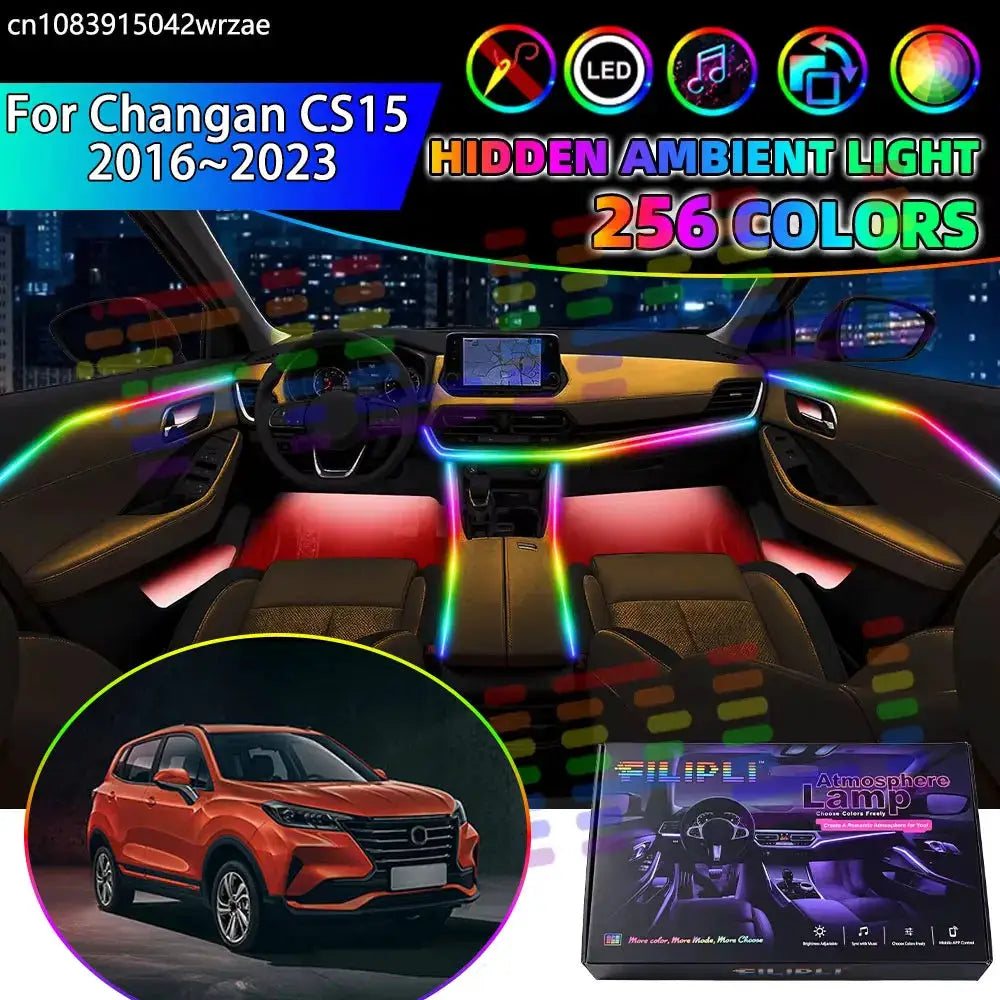 For Changan CS15 2016~2023 PLUS CS35 Mini RGB Car Interior Ambient Lights Strips Breathing Lighting Kit App Control LED strips by InterCyprus Trading Ltd