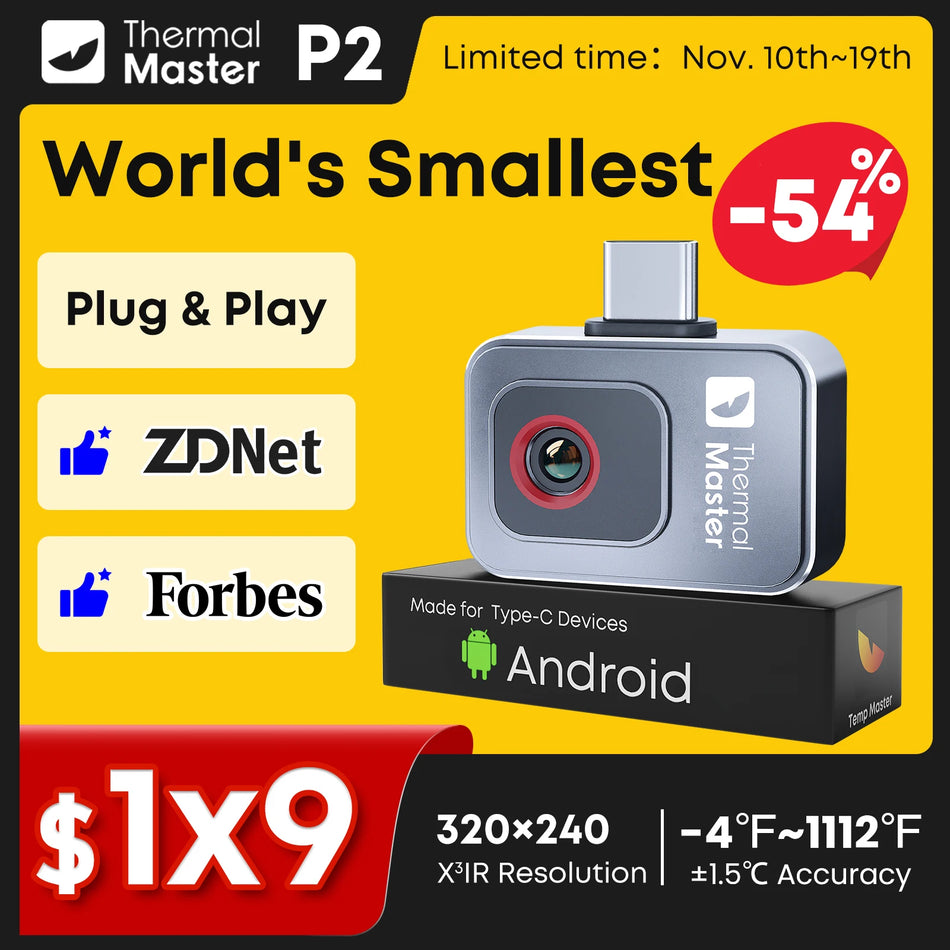 Θερμική Κάμερα Απεικόνισης P2 -20℃ έως 600℃ για Θέρμανση Δαπέδου και Επιθεώρηση HVAC