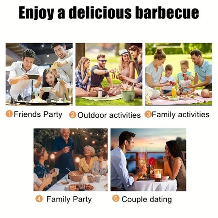 Premium 12-Piece Stainless Steel Barbecue Skewers with Wooden Handles
