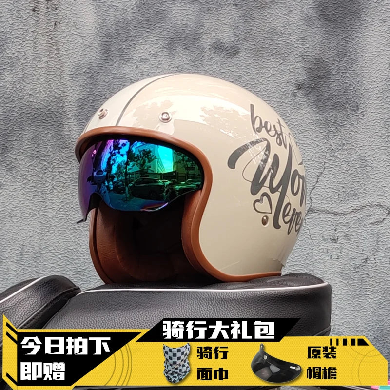 ORZ Retro Open Face Helmet 3-4 - Unisex DOT Certified 18 / M