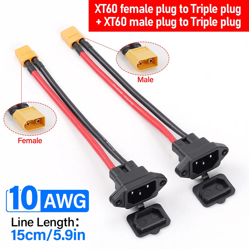 Hulit XT60 to 3-Pin Power Socket Car Charging Cable with Silica Gel Wire