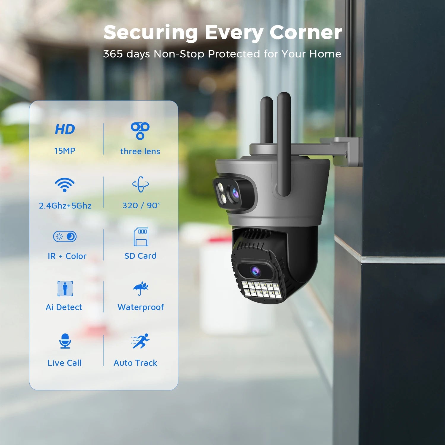 15MP Outdoor Security Camera with WiFi