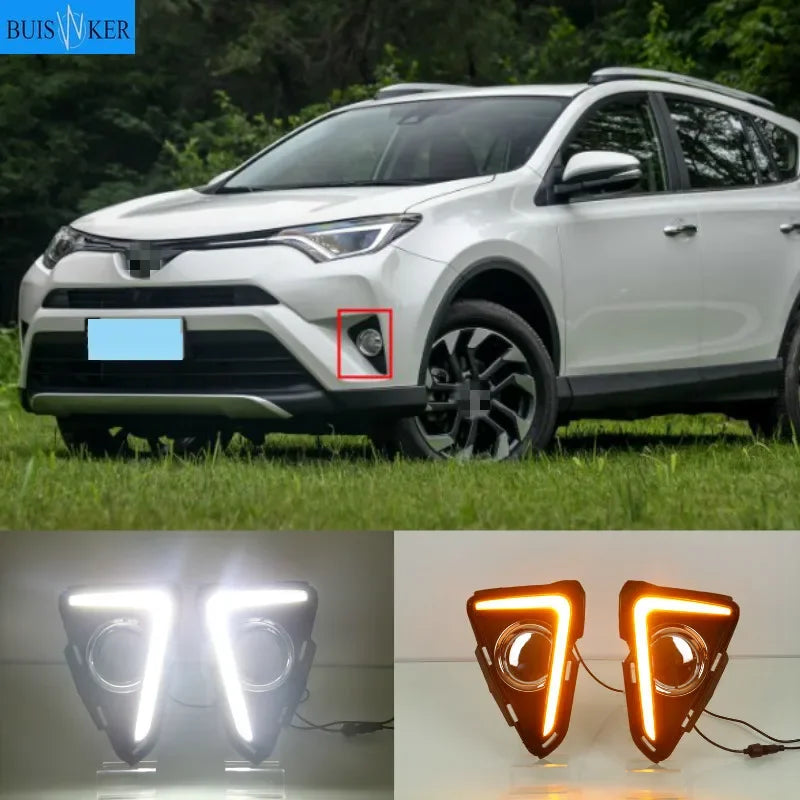 12V ABS Avto LED DRL Meglenka z Rumeno Signalizacijo RAV4