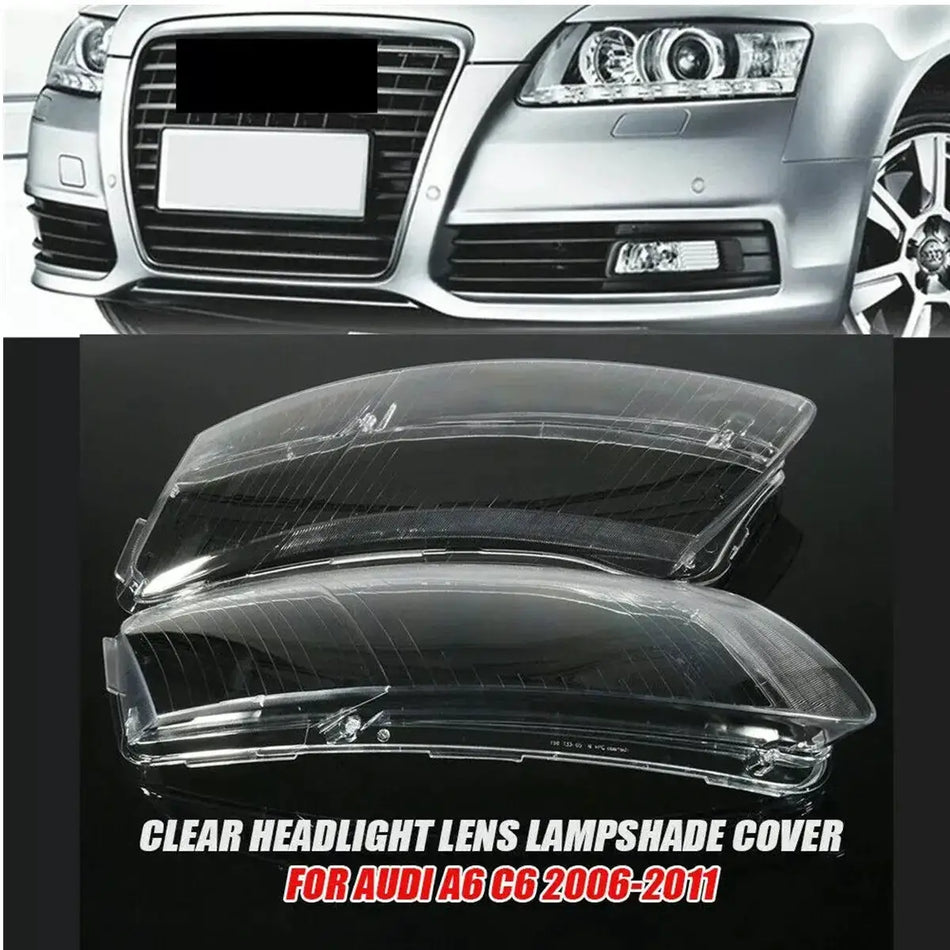 Clear ABS Headlight Covers for Audi A6 C6 A6L 2004-2011 Left Right by InterCyprus Trading Ltd