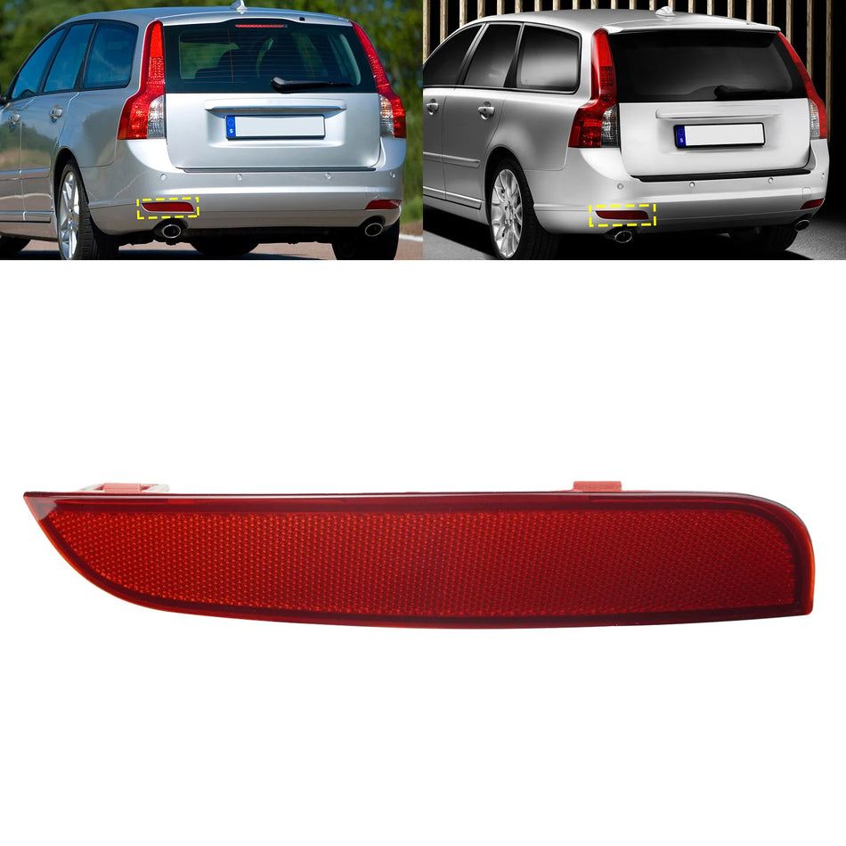 Volvo S40 II (544) 2008-2015 ve V50 (545) 2008-2015 için Arka Sol Taraf Tampon Reflektörü Kırmızı Lens, ABS Plastik
