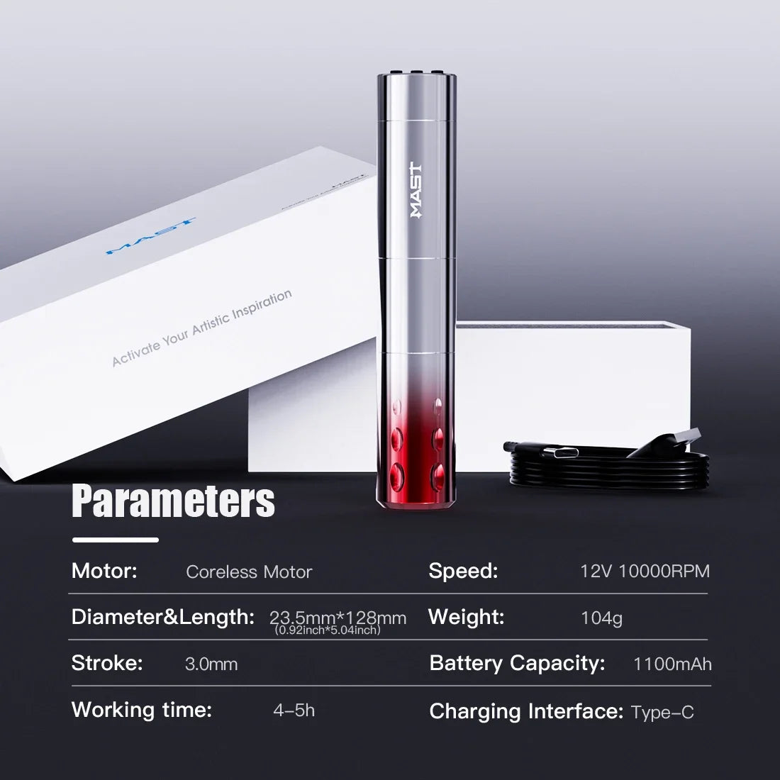 3.0mm Stroke Mast Wireless Tattoo Machine &ndash; Instant Start