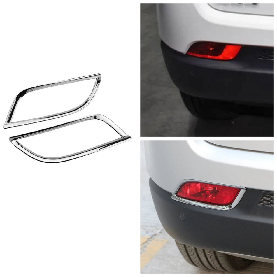 Rear Bumper Fog Light Lamp Cover Trim for Jeep Compass ABS Chrome Durable Exterior Accessory