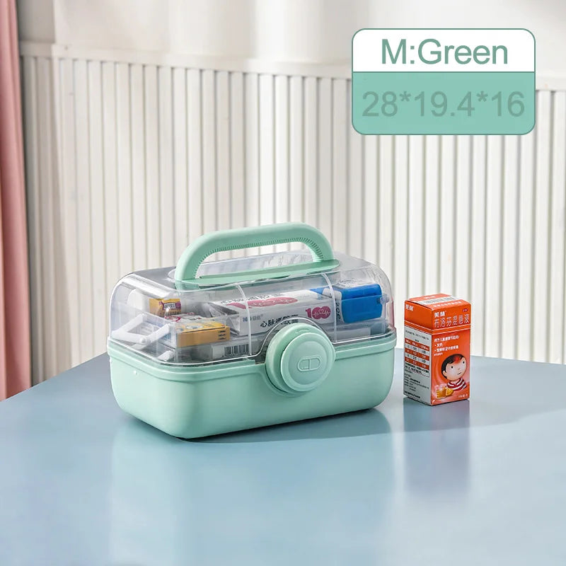 Hmeily BOX3 &ndash; Large Capacity Medicine Organizer for Family Green M