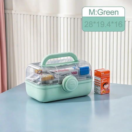 Hmeily BOX3 &ndash; Large Capacity Medicine Organizer for Family Green M