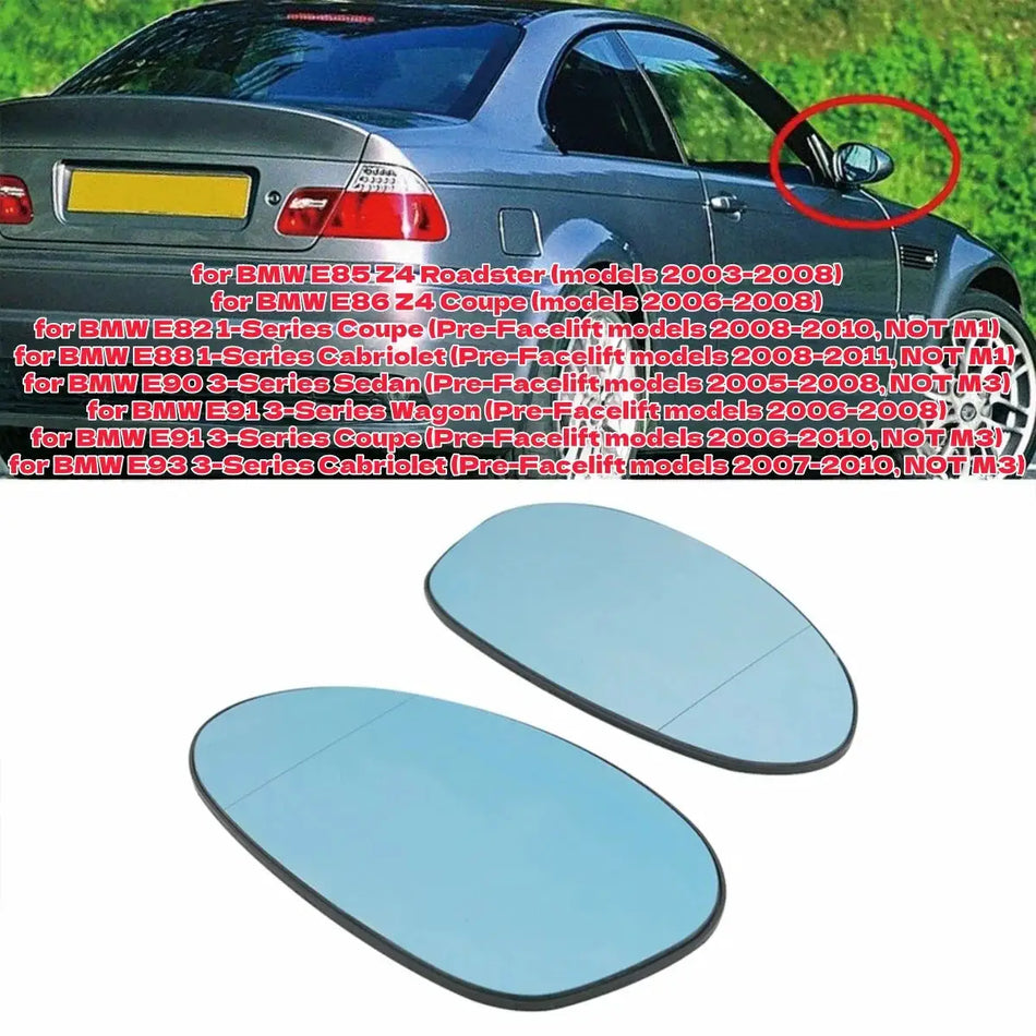 Left Right Convex Mirror Glass Heated For BMW E90 E92 E82 E88