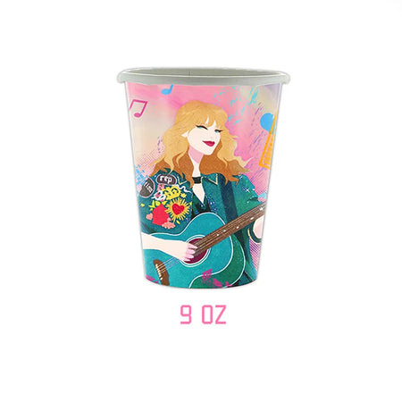 Taylor Swift Birthday Party Decorative Set with Dinnerware, Banners, and Balloons cup 10pcs