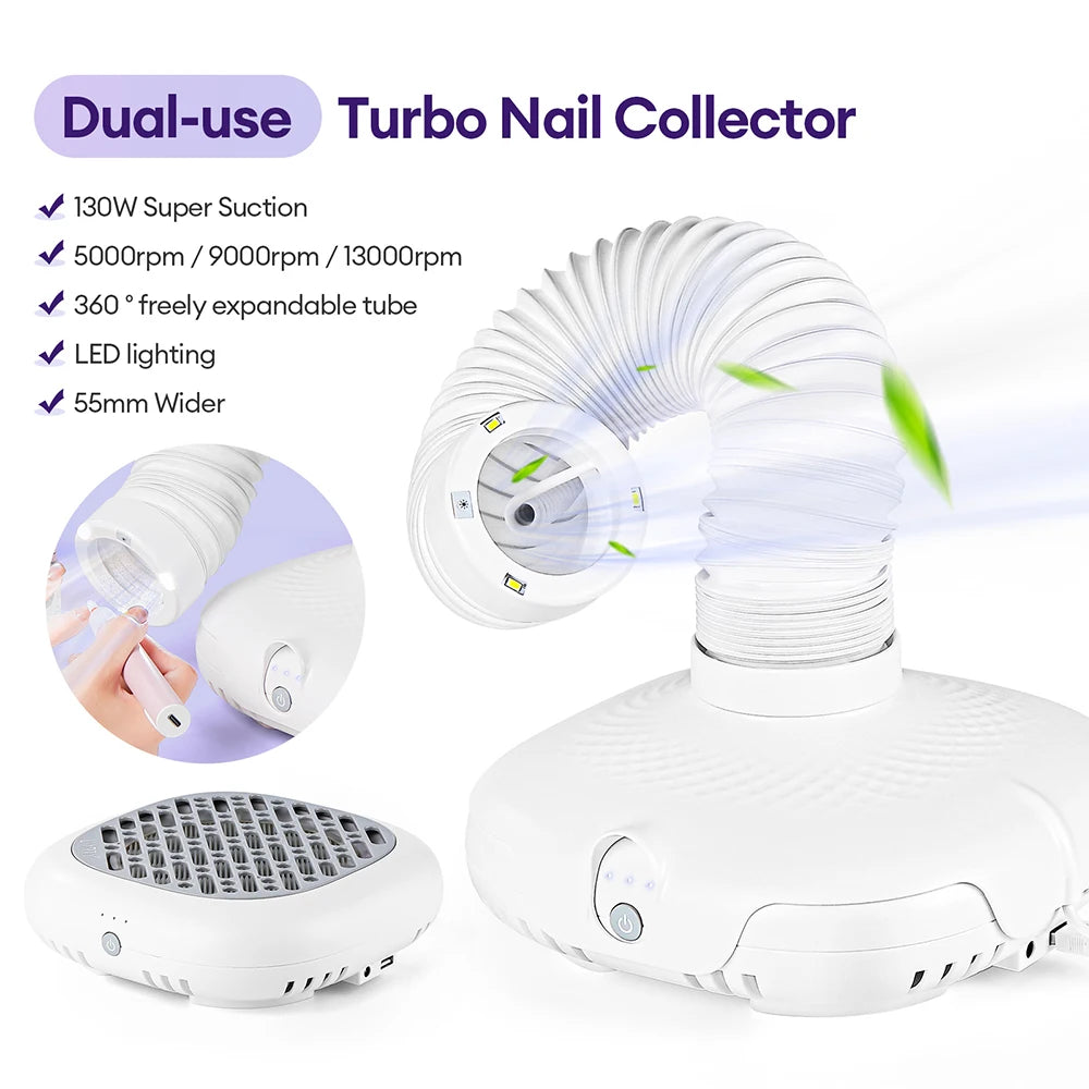 130W Super Suction Nail Dust Extractor &ndash; Powerful Brushless Vacuum Cleaner