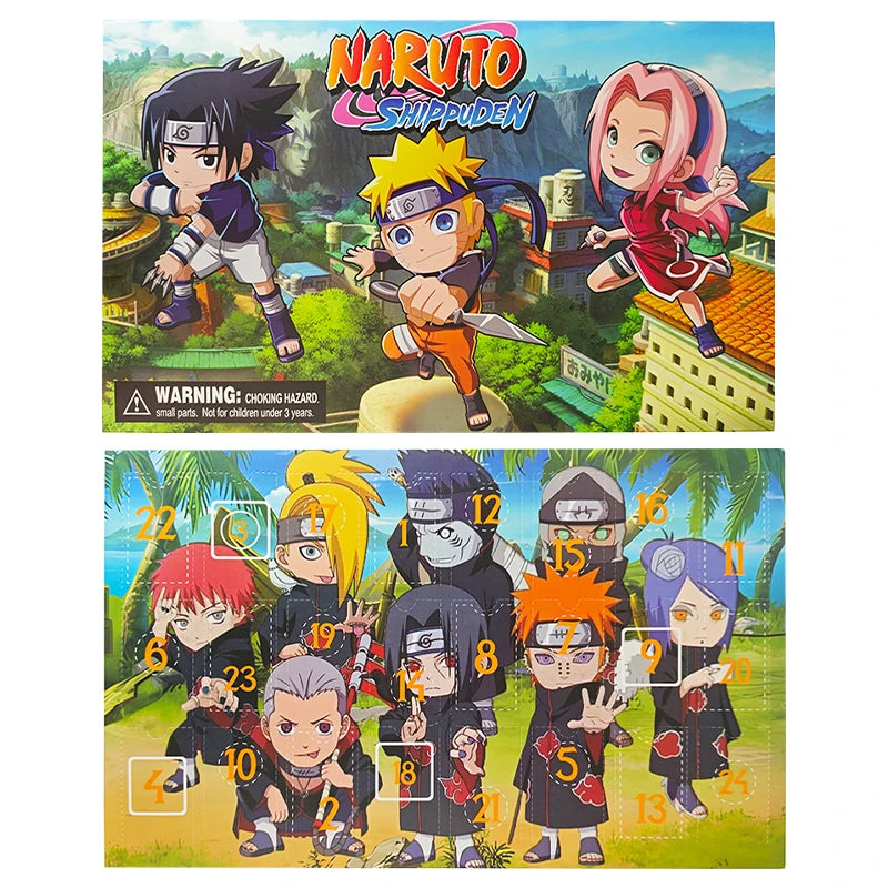 Naruto Advent Calendar 24 Figures, Mini 3-6cm Anime Dolls Set for Christmas Gift Box