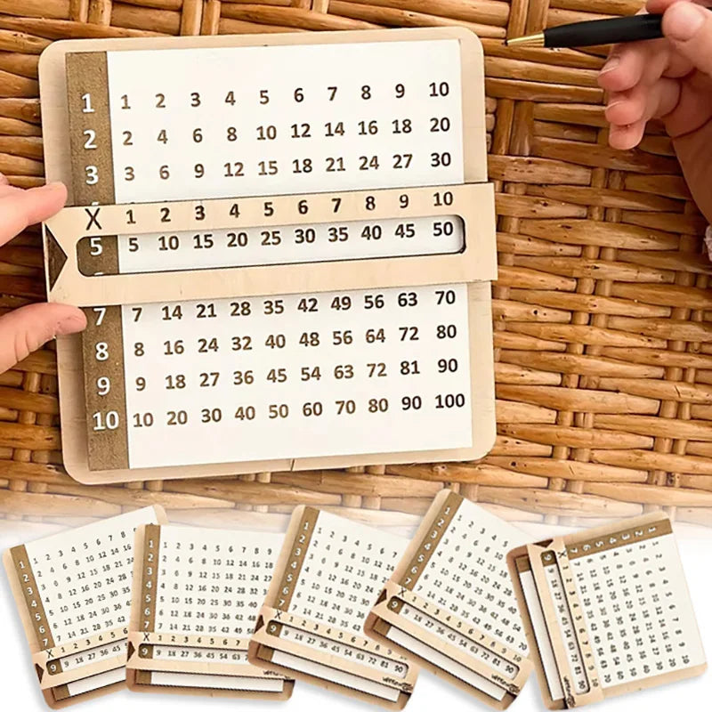 Wooden Montessori Slidable Multiplication Table for Kids
