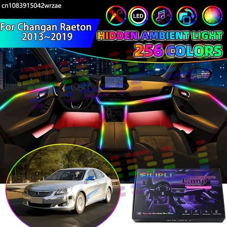 For Changan Raeton 2013~2019 CD101 2014 RGB Car Interior Ambient Lights Strips Breathing Lighting Kit App Control LED strips by InterCyprus Trading Ltd