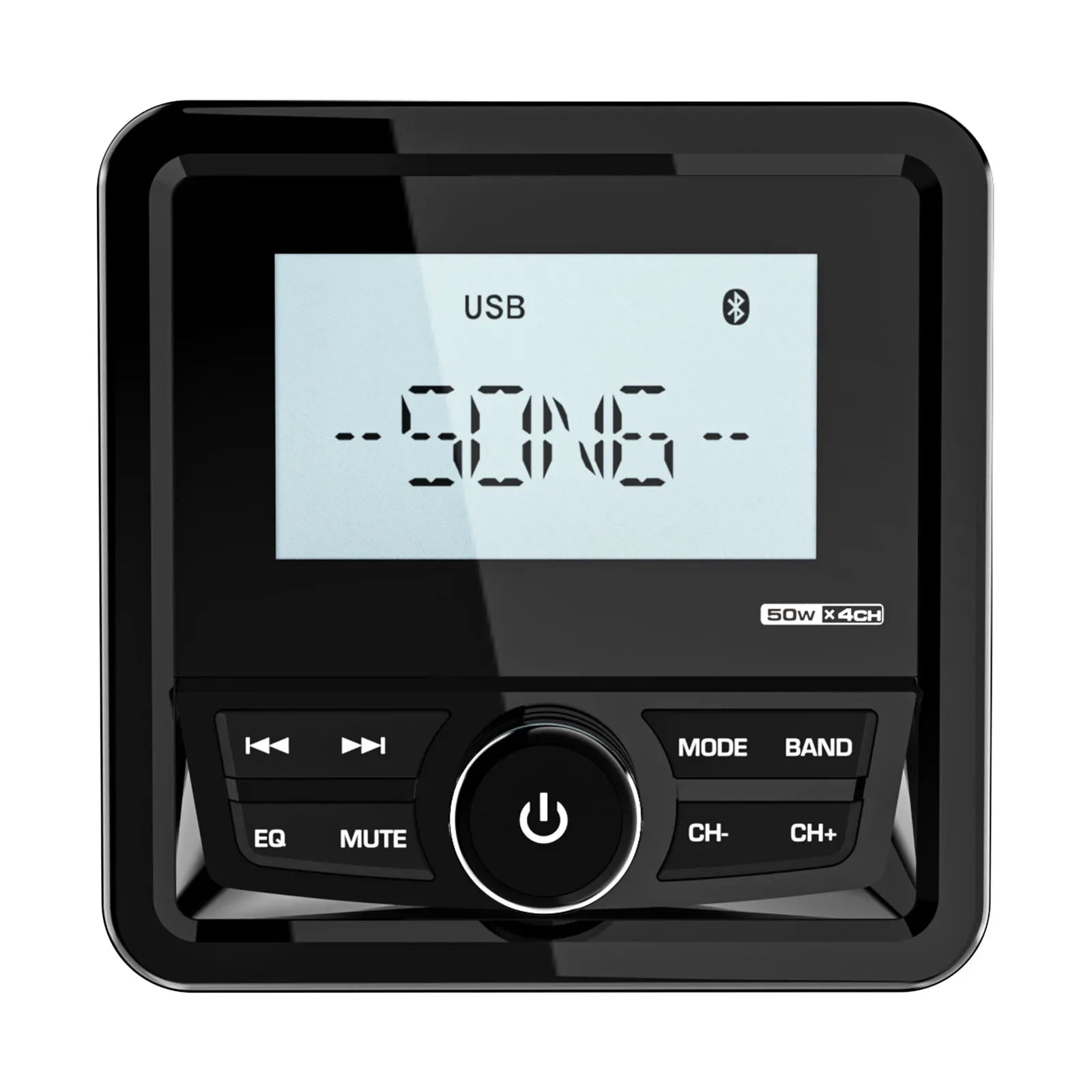 Boat Radio Square Marine Stereo - Waterproof Bluetooth Red