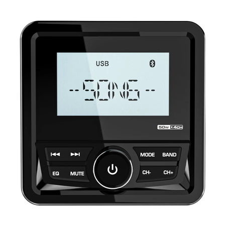 Boat Radio Square Marine Stereo - Waterproof Bluetooth Red