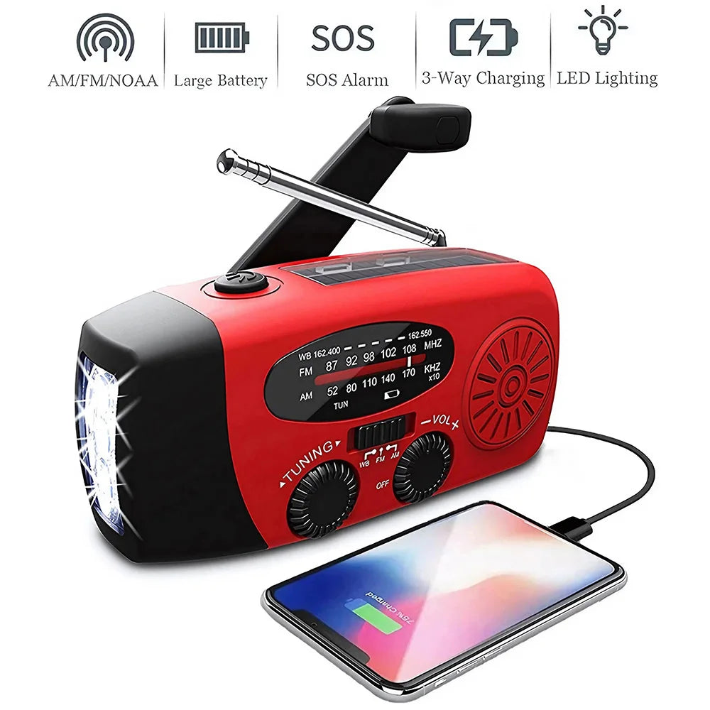 Solar Hand Crank Camping Light &ndash; AM FM Radio USB Charging
