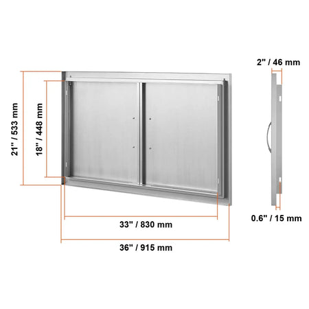 Stainless Steel BBQ Access Door Flush Mount Outdoor Kitchen 36x21 in / UNITED KINGDOM
