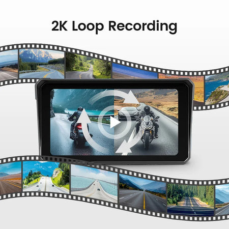 GreenYi 6 Inch Wireless Apple Carplay Motorcycle DVR &ndash; 2K HD GPS Navigation Waterproof Camera